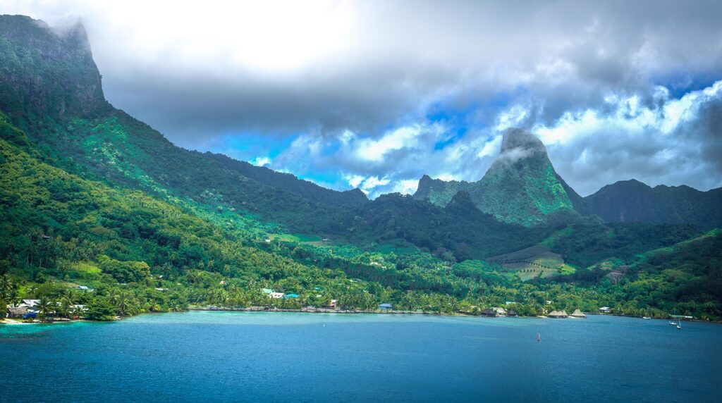 moorea, french polynesia, tropical, island, pacific, ocean, nature, travel, tahiti, blue, vacation, lagoon, turquoise, tourism, luxury, exotic, romantic, sky, landscape, summer, outdoors, mountains, clouds, blue sky, blue travel, blue summer, blue island